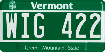VT license plate WIG422