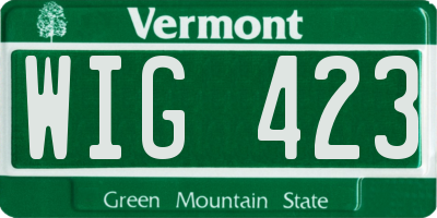VT license plate WIG423