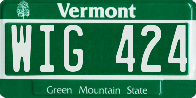 VT license plate WIG424