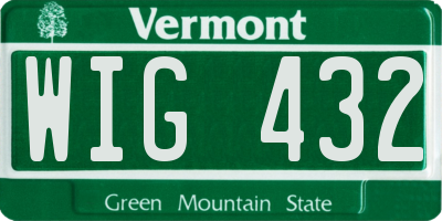 VT license plate WIG432