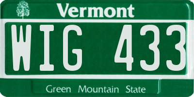 VT license plate WIG433