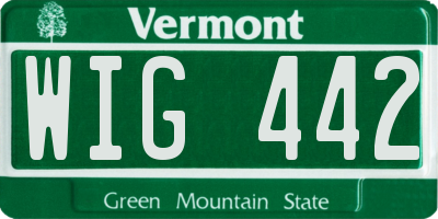 VT license plate WIG442