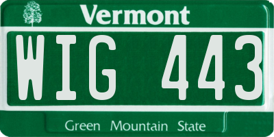 VT license plate WIG443
