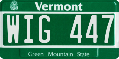 VT license plate WIG447