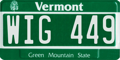 VT license plate WIG449