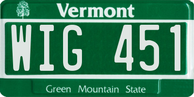 VT license plate WIG451