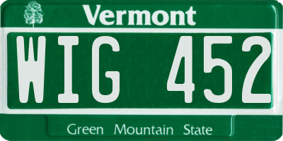 VT license plate WIG452