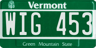 VT license plate WIG453