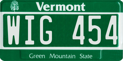 VT license plate WIG454