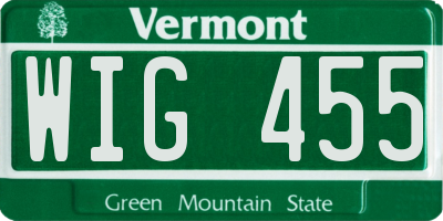 VT license plate WIG455