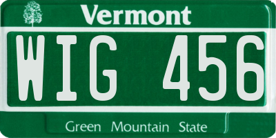 VT license plate WIG456