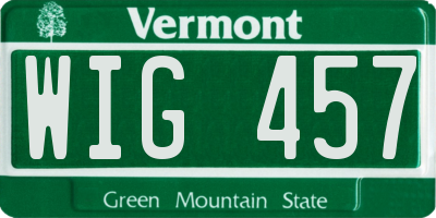 VT license plate WIG457