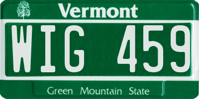 VT license plate WIG459