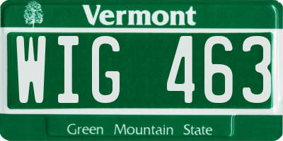 VT license plate WIG463