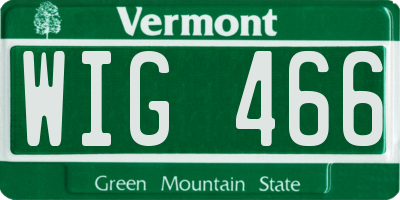 VT license plate WIG466