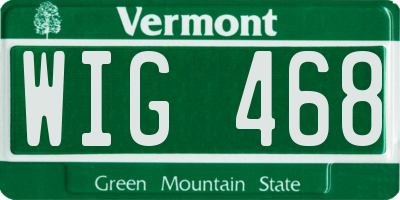 VT license plate WIG468