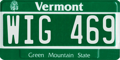 VT license plate WIG469