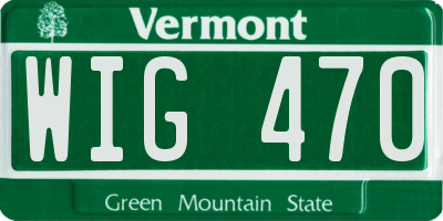 VT license plate WIG470
