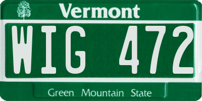VT license plate WIG472