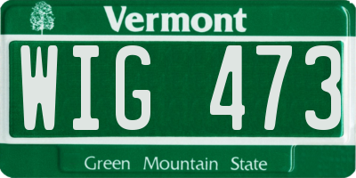 VT license plate WIG473
