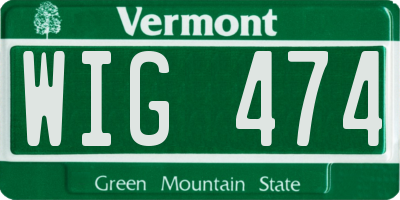 VT license plate WIG474