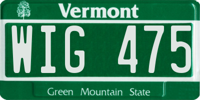 VT license plate WIG475