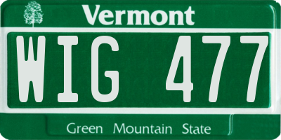 VT license plate WIG477