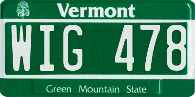 VT license plate WIG478