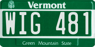 VT license plate WIG481