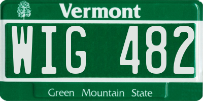 VT license plate WIG482