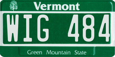 VT license plate WIG484