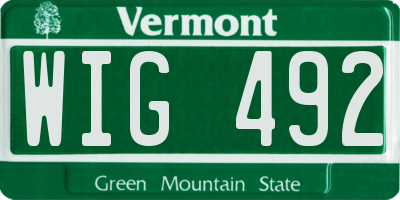 VT license plate WIG492