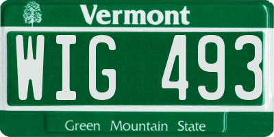 VT license plate WIG493