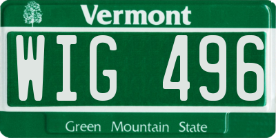 VT license plate WIG496