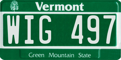 VT license plate WIG497