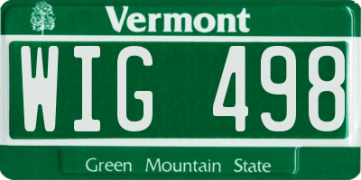 VT license plate WIG498