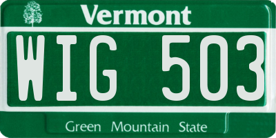 VT license plate WIG503