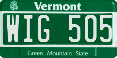 VT license plate WIG505