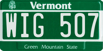VT license plate WIG507