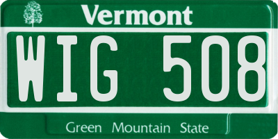 VT license plate WIG508