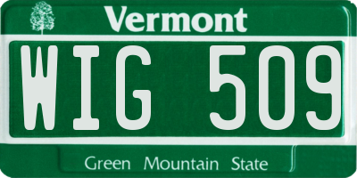VT license plate WIG509