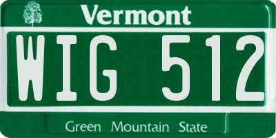 VT license plate WIG512