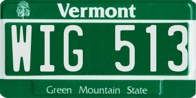 VT license plate WIG513