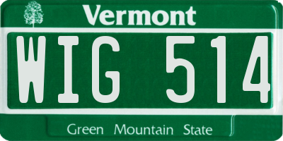 VT license plate WIG514