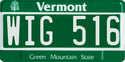 VT license plate WIG516