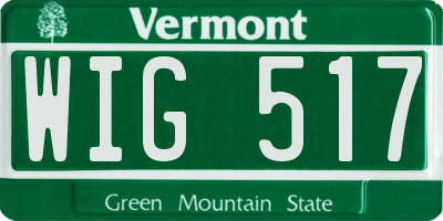 VT license plate WIG517