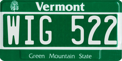 VT license plate WIG522
