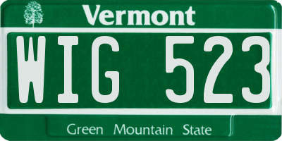 VT license plate WIG523