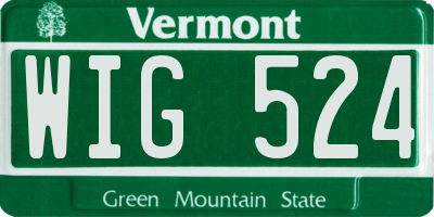 VT license plate WIG524