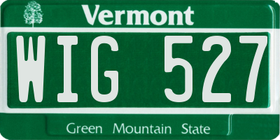 VT license plate WIG527